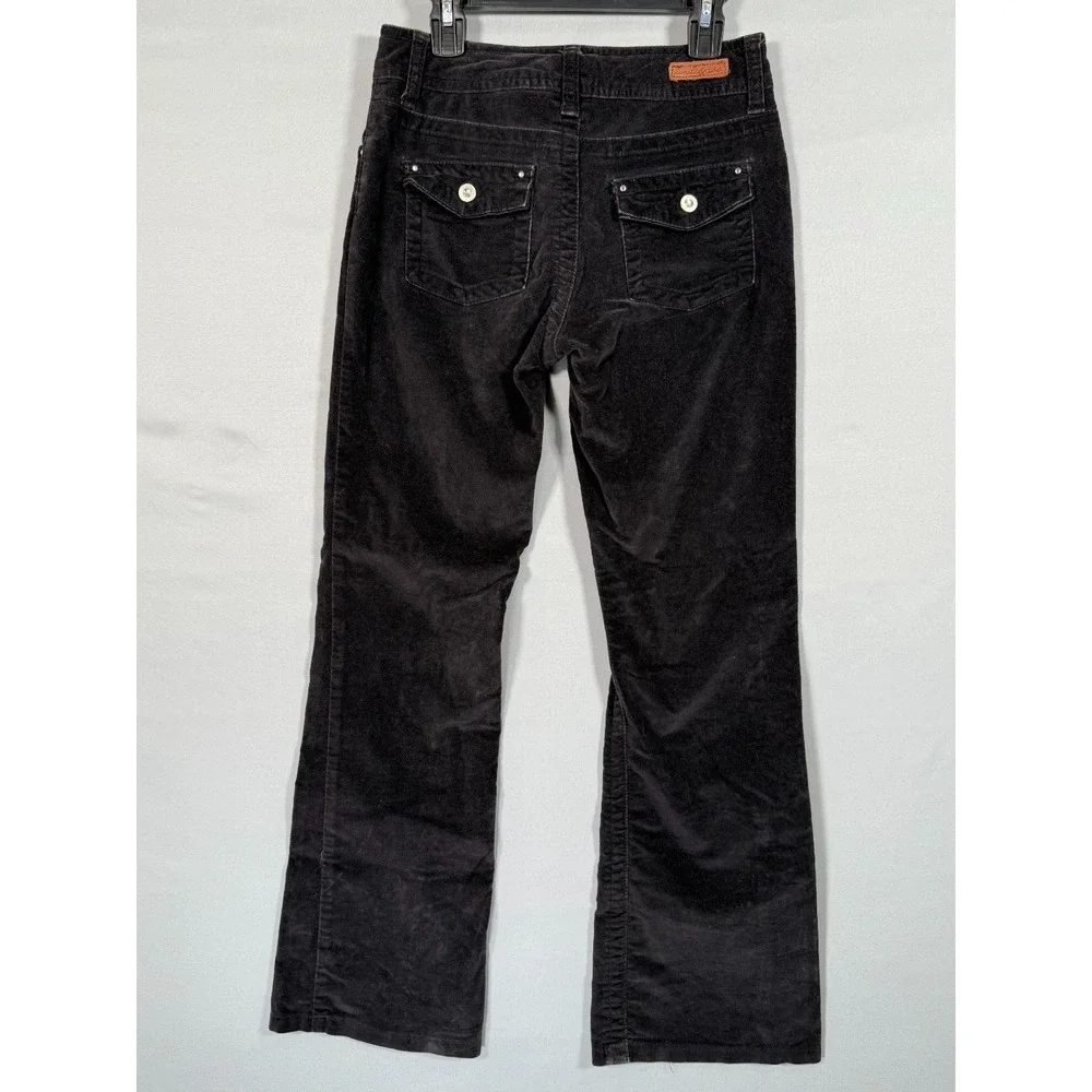 Limited Too Girl Y2K Black Corduroy Pants 12R Rhinestones Cool Snap Pockets‎
